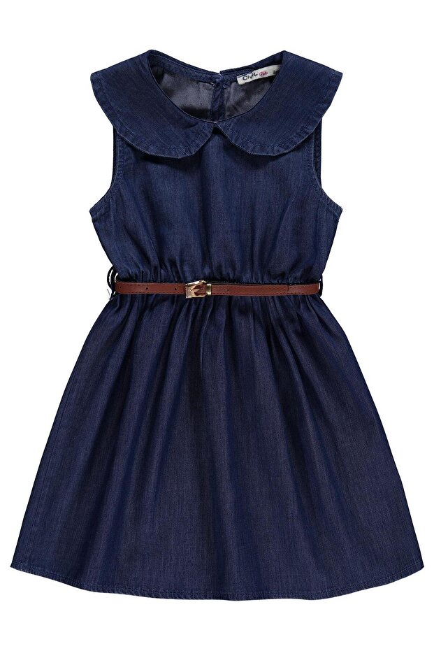 Belted Dress for 2-5 Years Old - Blue