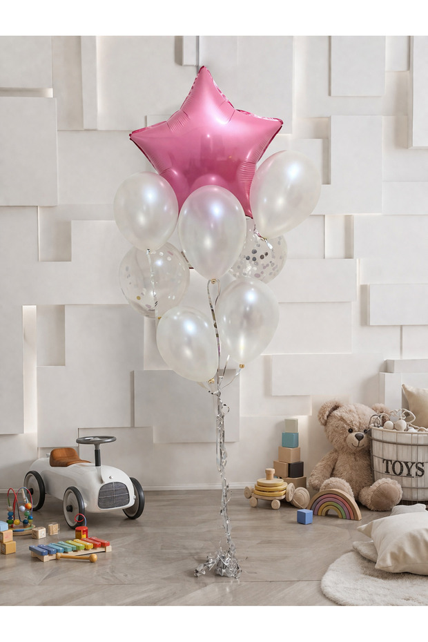 Pink Star Foil Balloon Set Birthday Baby Shower Hospital Room Party Decoration