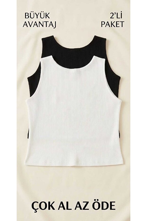 Zero Neckline 2-Piece Black and White Crop Bustier Camisole Women's Gathering Lycra Daily Savior Comfortable