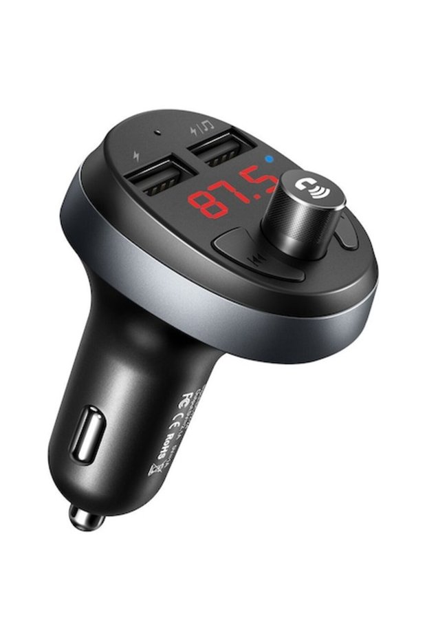 Încărcător auto, Modulator FM, Display, 2xUSB, Bluetooth, Negru