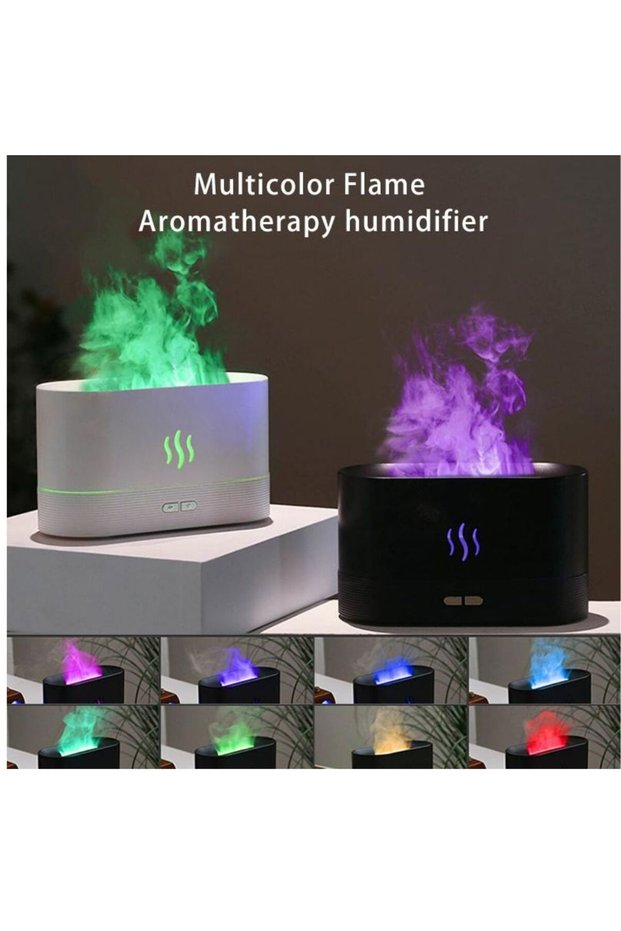 Aromatherapy diffuser and humidifier with flame effect