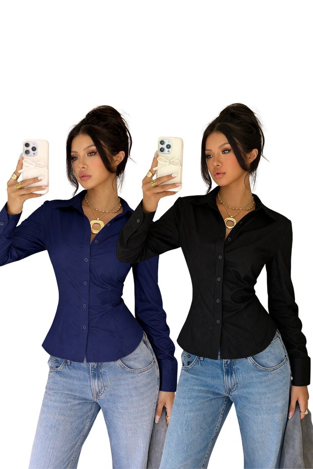 Women's Classic Shirt Slim Fit Long Sleeve Casual and Office Combination