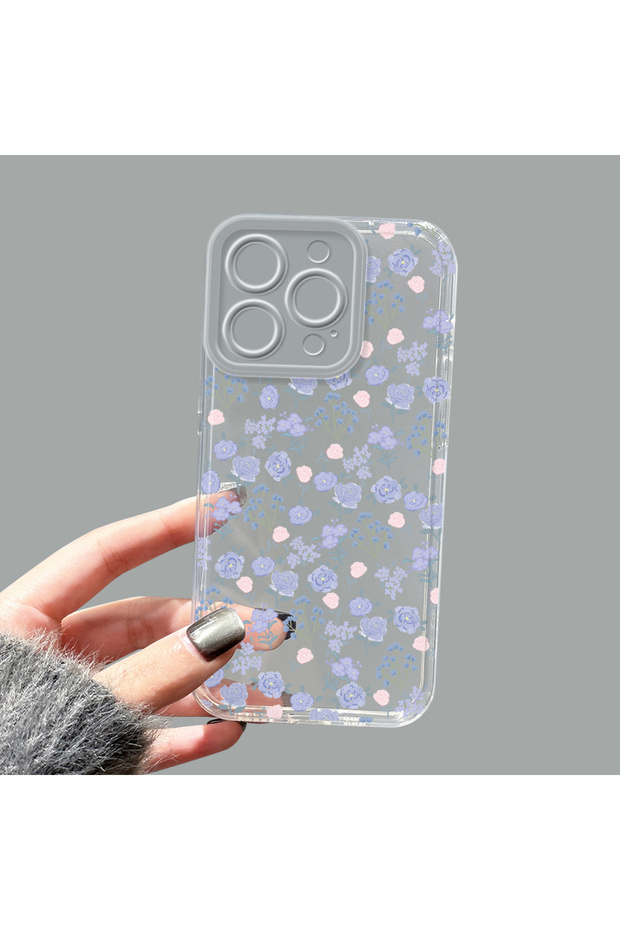 iPhone 16 Pro Compatible Camera Protected Anti-Shock Aesthetic Print Patterned Transparent Silicone Case