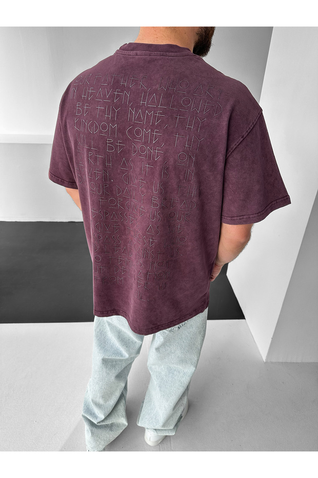 Purple Oversize Washable T-Shirt with Writing on the Back