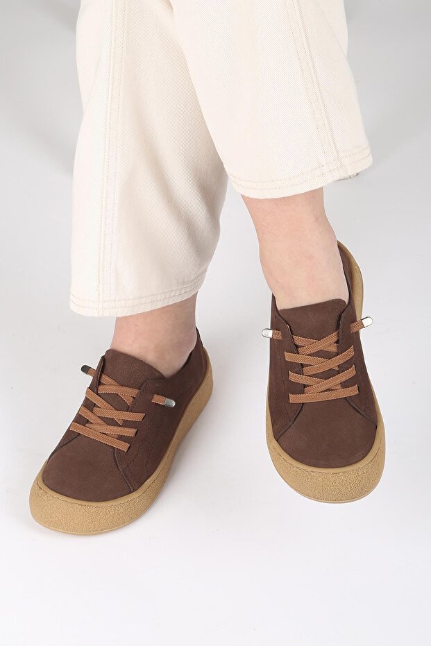 Luna Genuine Leather Brown Slip-On Women's Shoes