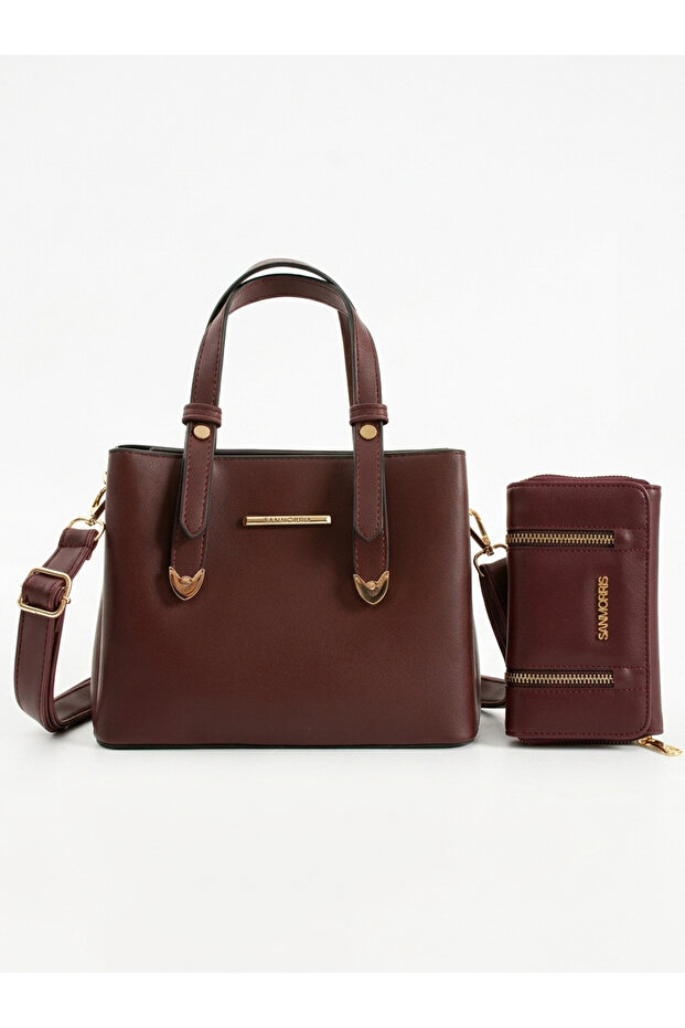 Women's Faux Leather Shoulder Bag and Combination Wallet Set