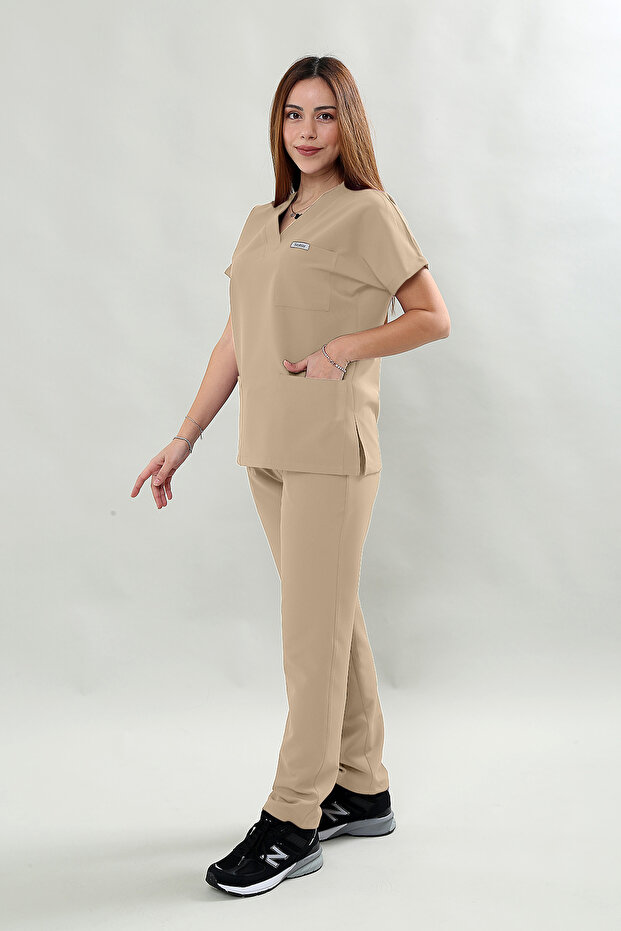 Premium Comfort Women's Beige Scrubs Surgical Set