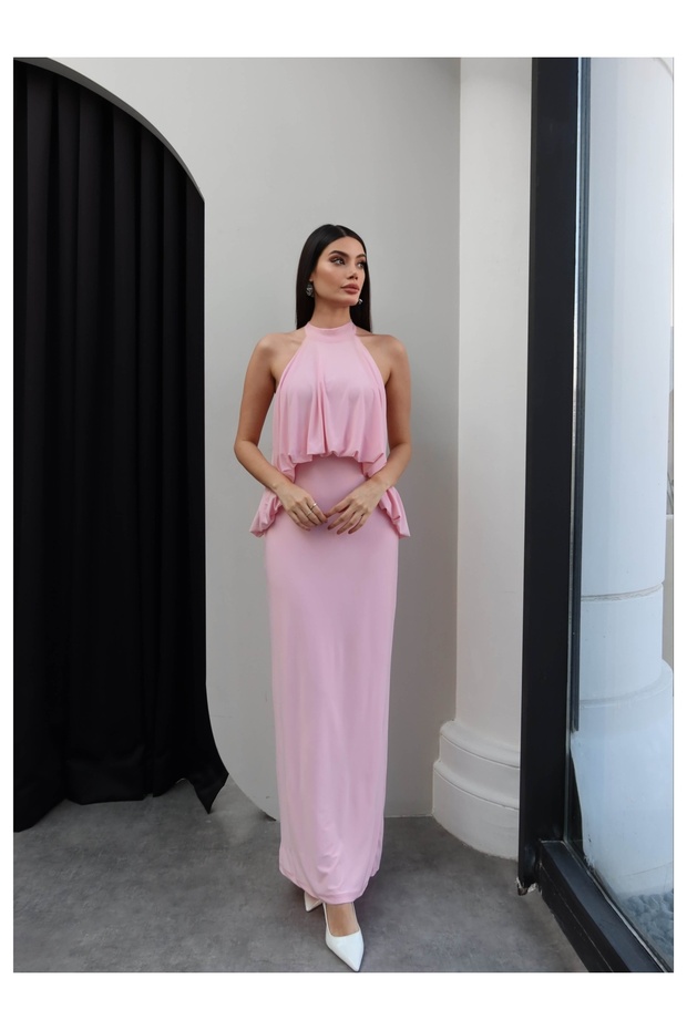 Neck-Tie Draped Waist Dress