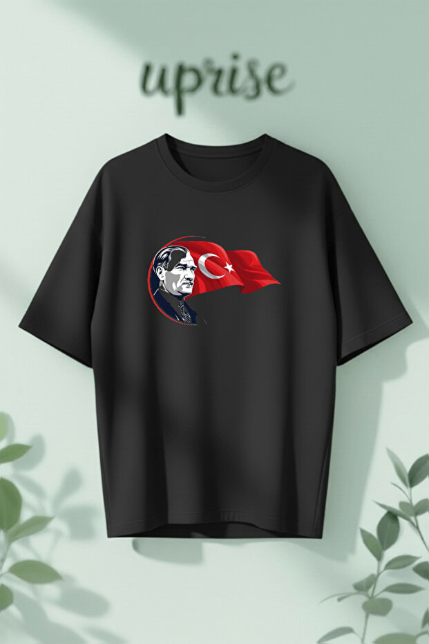 Flag Ataturk Printed Cotton Oversize T-Shirt