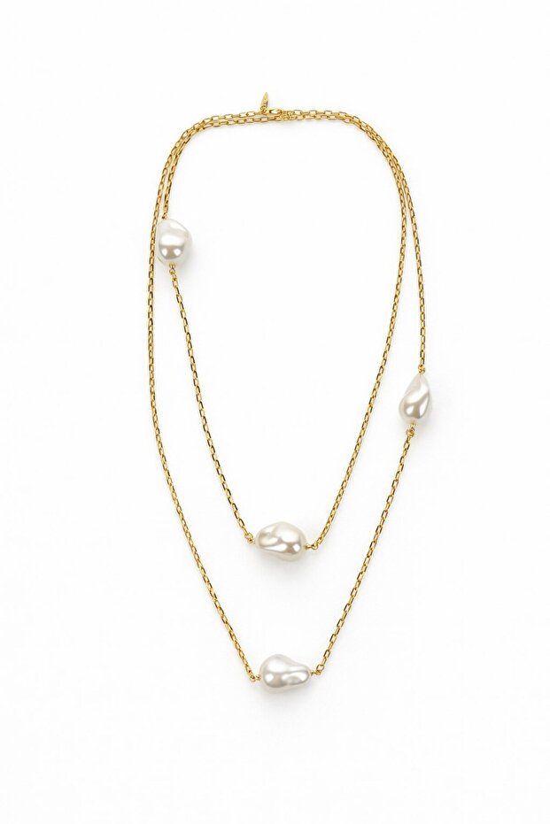 Pearl Row Chain Necklace