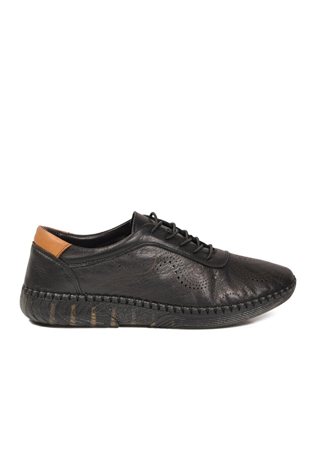 Black Genuine Leather Women's Casual Shoes 26370011Y Z