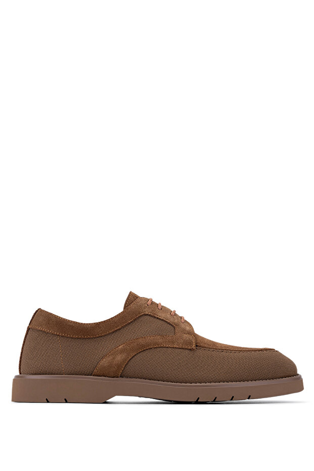 Men's Leather & Textile Brown Casual Shoes
