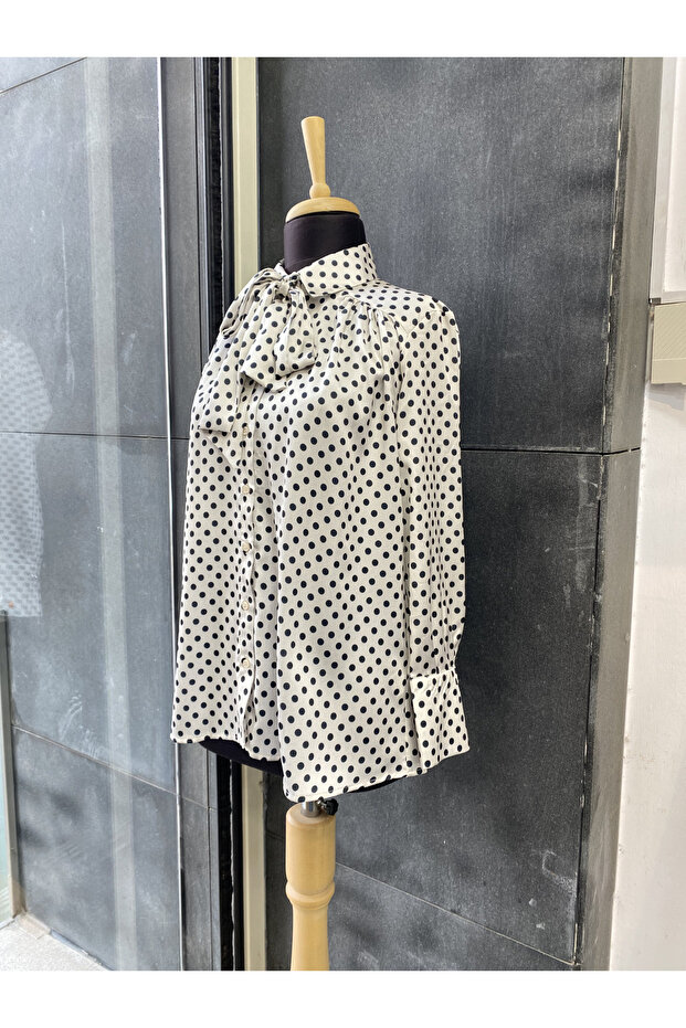 Polka Dot Patterned Paris Scarf Shirt - 5