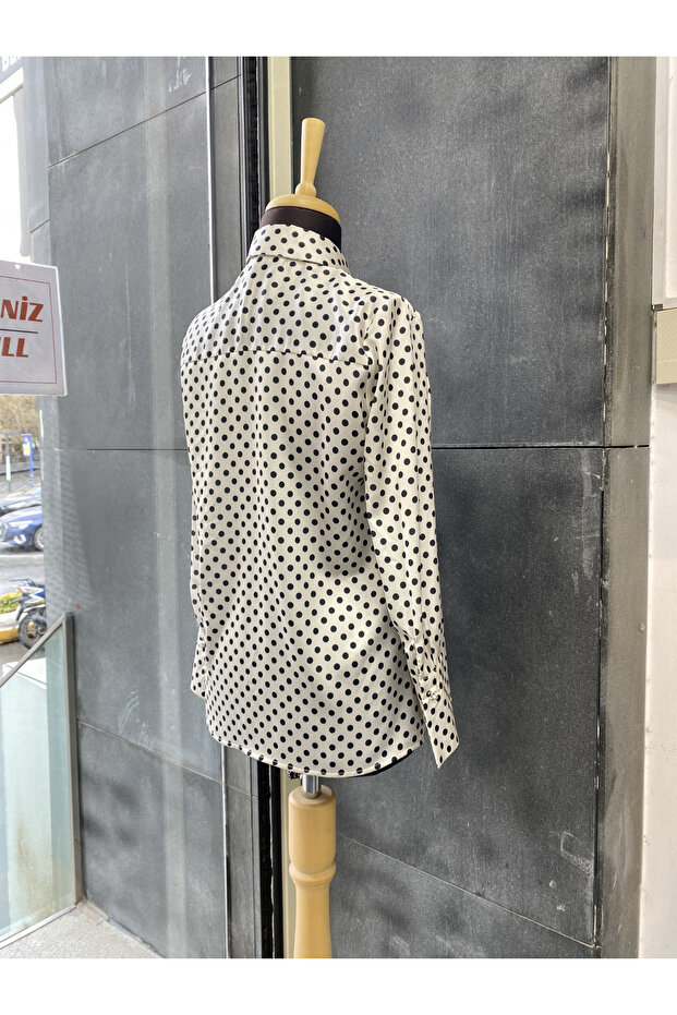 Polka Dot Patterned Paris Scarf Shirt - 7