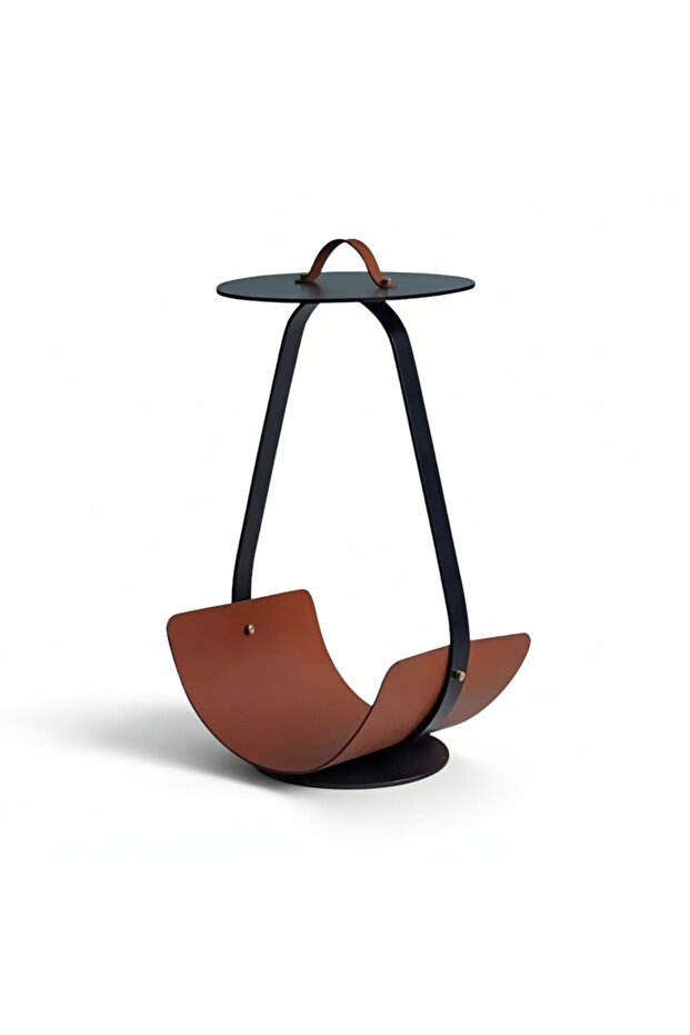 Daki Modern Steel & Leather Side Table - Majestic Side Table