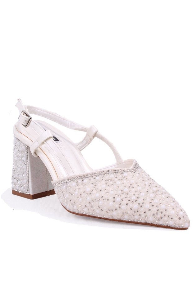 Dza07-1296600 Stoned 8.5 cm Thick Heeled Evening Dress Women's Shoes