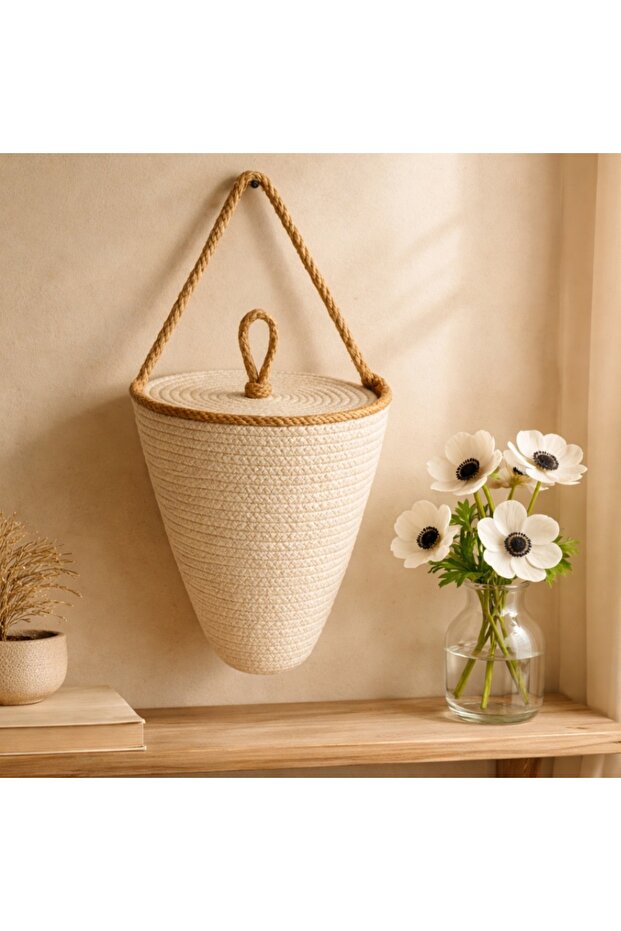 Organizer Basket with Decorative Lid for Bags