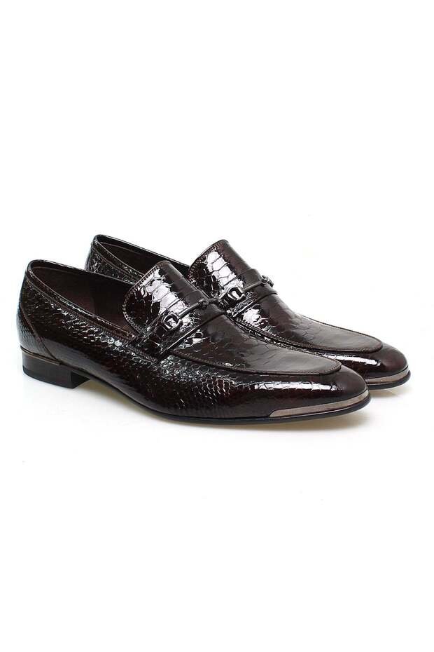 Brown Laceless Genuine Leather Men's Shoes