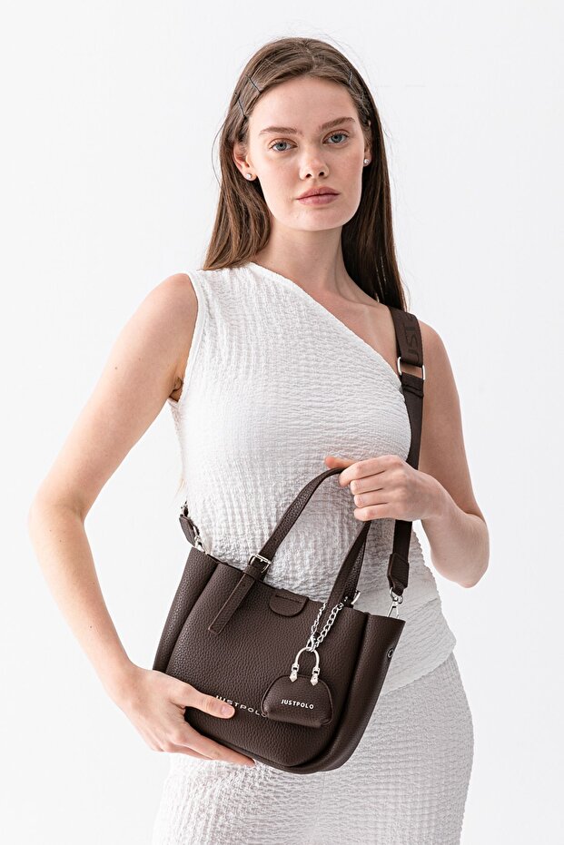 Cherry Charml Medium Size Soft Leather Look Large Volume Bitter Brown Women's Shoulder Bag Pbu1107
