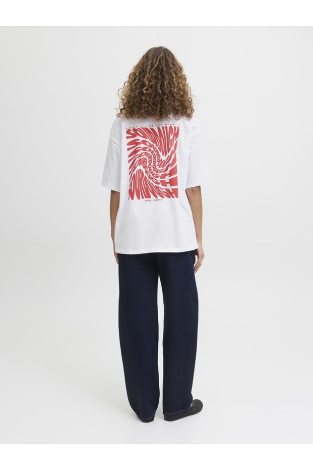 Women's Printed Oversize T-Shirt 100% Cotton | Comfortable Fit Short Sleeve J