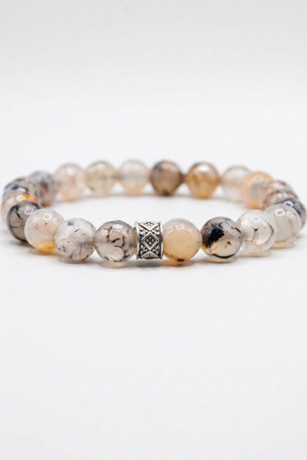 Natural Agate Stone Bracelet 8mm for Women and Men - Effective for Protection from Evil Eye - Abundance and Blessings Stone