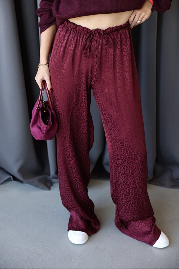 Leopard Patterned Satin Trousers - 3