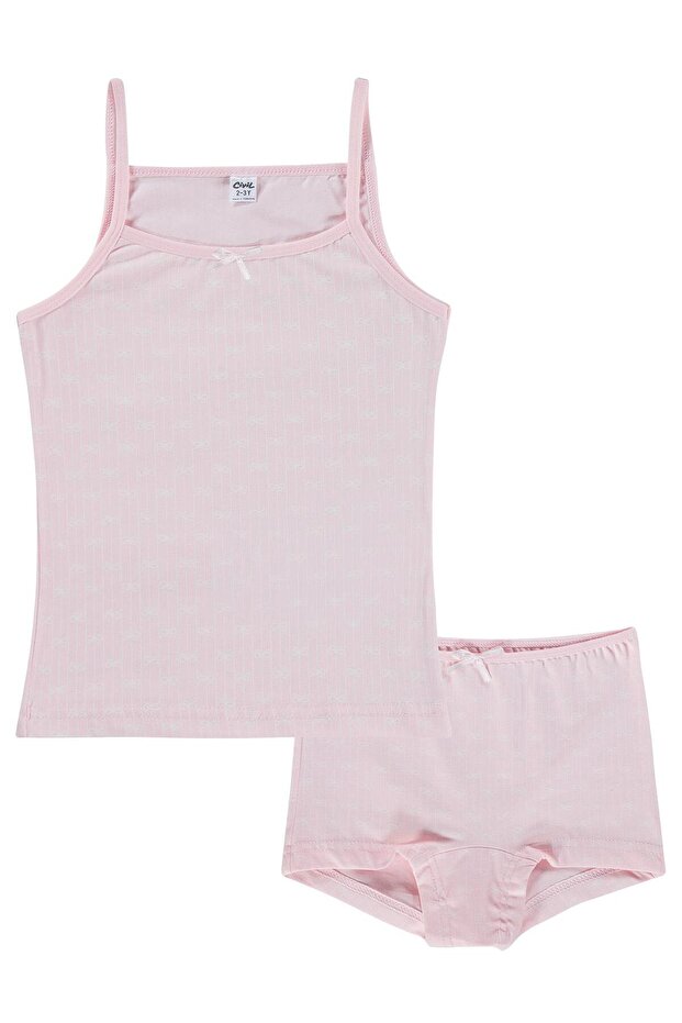 Civil Girl's Ribbon Underwear Set | Ribana Printed | School Nursery and Daily Use - Pink