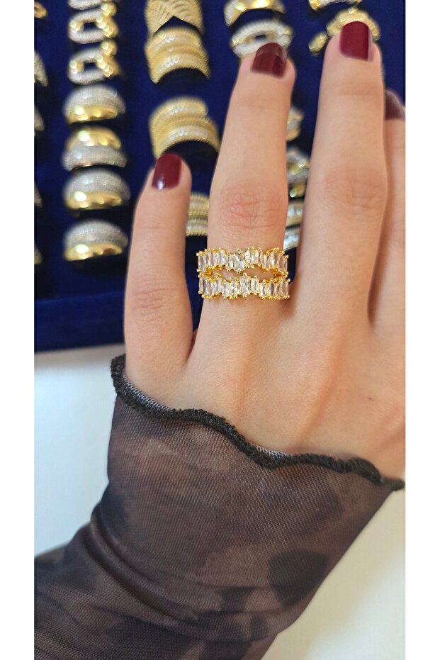 Premium Design Zircon Stone Sparkling Women's Ring Adjustable Without Size