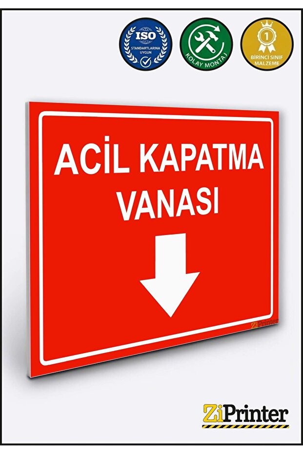 Emergency Shut-Off Valve Isg Warning Sign Dekota 25X35 cm