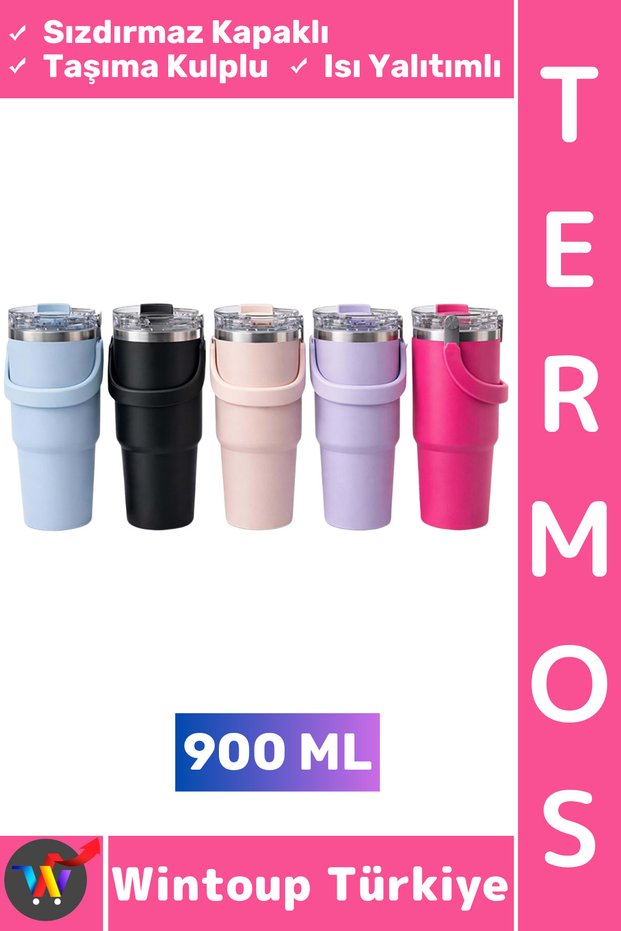# Thermos Everyday Camping Outdoor Picnic Leak-Proof Cover Heat Insulated Mug with Carrying Handle Thermos 900 ml
