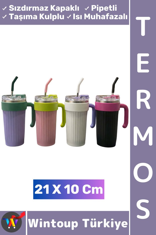 # Thermos Camping Outdoor Picnic Leak-Proof Cover Heat Preserving Carrying Handle Straw Mug Thermos 21 X 10 cm