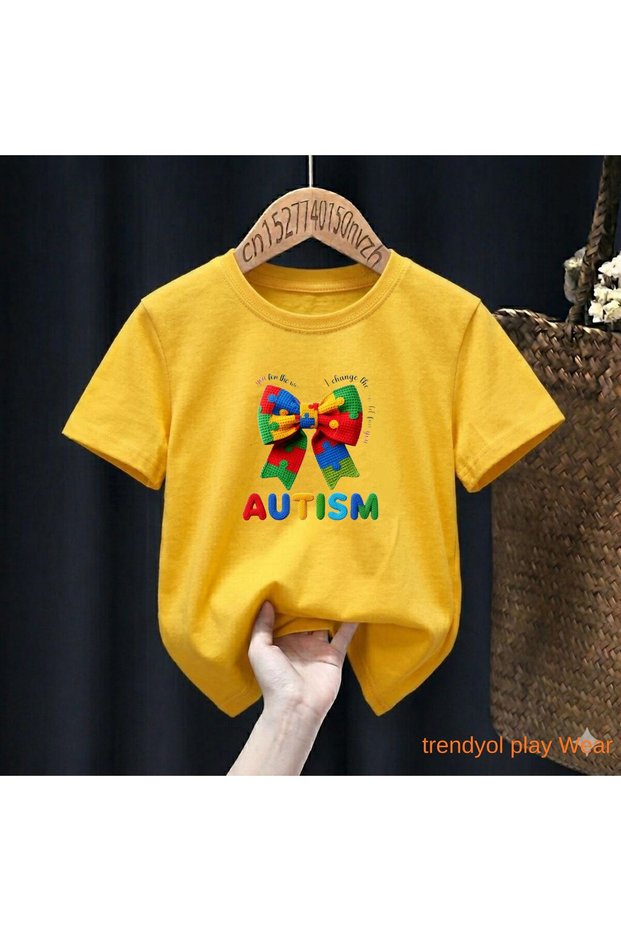 Awareness Ribbon Printed 100% Children's Unisex T-Shirt 5 6 -7 8-9 10 -11 12 Years Old