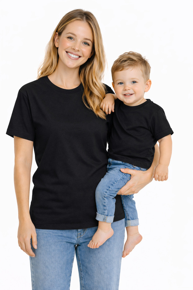 Mother Child Combination Oversize T-Shirt Twin T-Shirt Single Color Printed (Single Price)