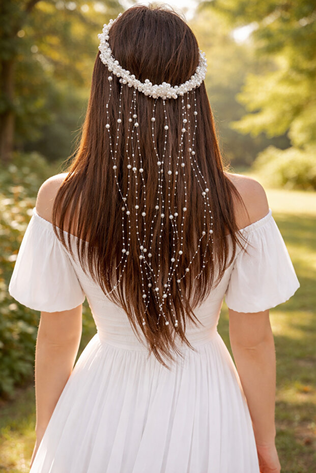 Handmade Fully Pearled Elegant Wedding, Engagement, Party Crown and Hair Accessory