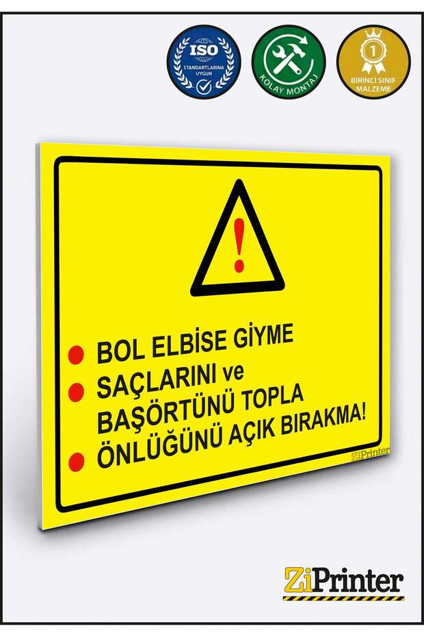 Wearing Loose Clothes Collect Hair and Headscarf Apron Open Door Warning Sign Dekota 35X50 cm