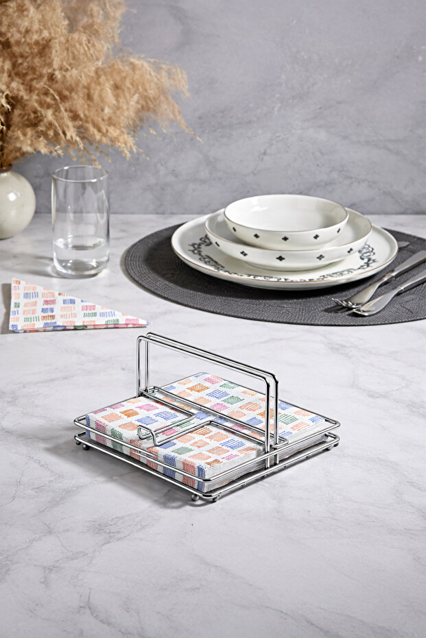 Metal Stainless Luxury Square Napkin Holder/Desktop Napkin Holder and Presentation Stand