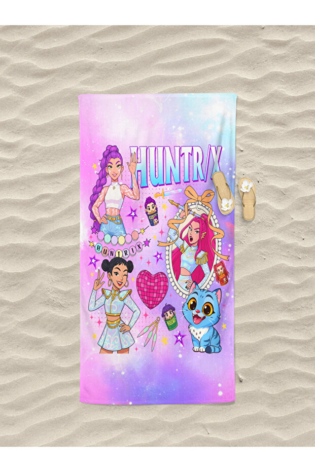 Huntrix Anime New Patterned Girl's Beach Bath Towel Sea Towel Beach Towel