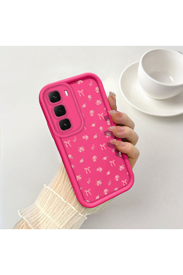Infinix Hot 60 Uyumlu Pembe Kırmızı Silikon Kılıf Darbeye Dayanıklı Kamera Koruma - 2