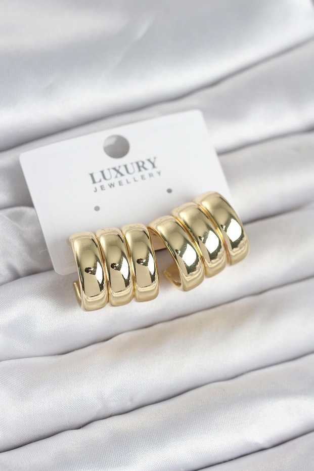 Stylish Brass Gold Color Triple Appearance Women Earrings Teachers Mothers Valentine's Day Gift