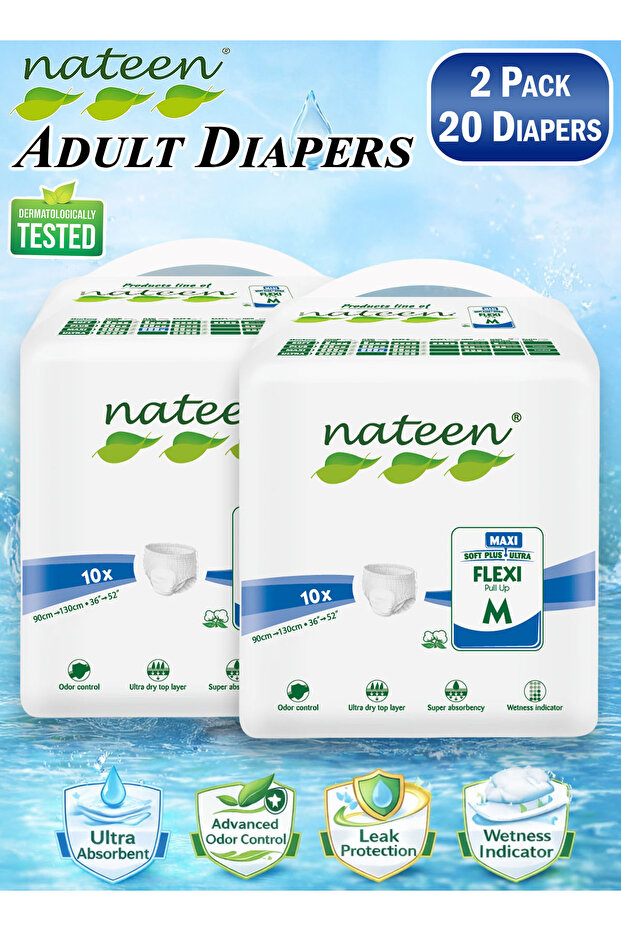 20 Count 2 Pack Flexi Maxi Adult Diapers Pants Night Time Pull Up Incontinence Underwear Men & Women