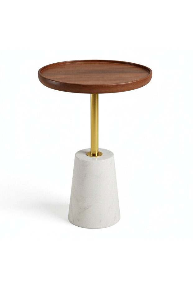 Loony Modern Wood & Marble Side Table - Majestic Side Table