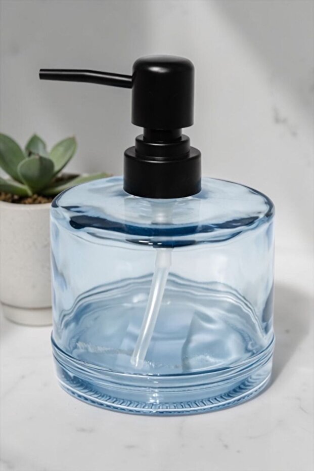 Anthracite Black Liquid Soap Dispenser 500 ml | Round Design Decorative Soap Dish