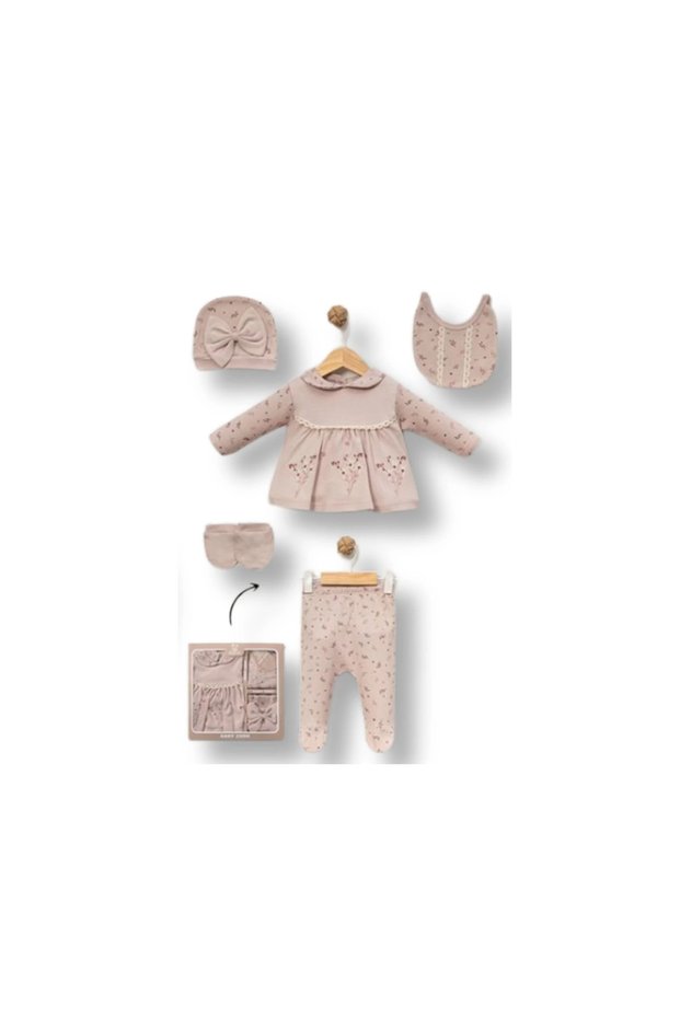 Flower Embroidered Baby Girl Hospital Release Set of 5