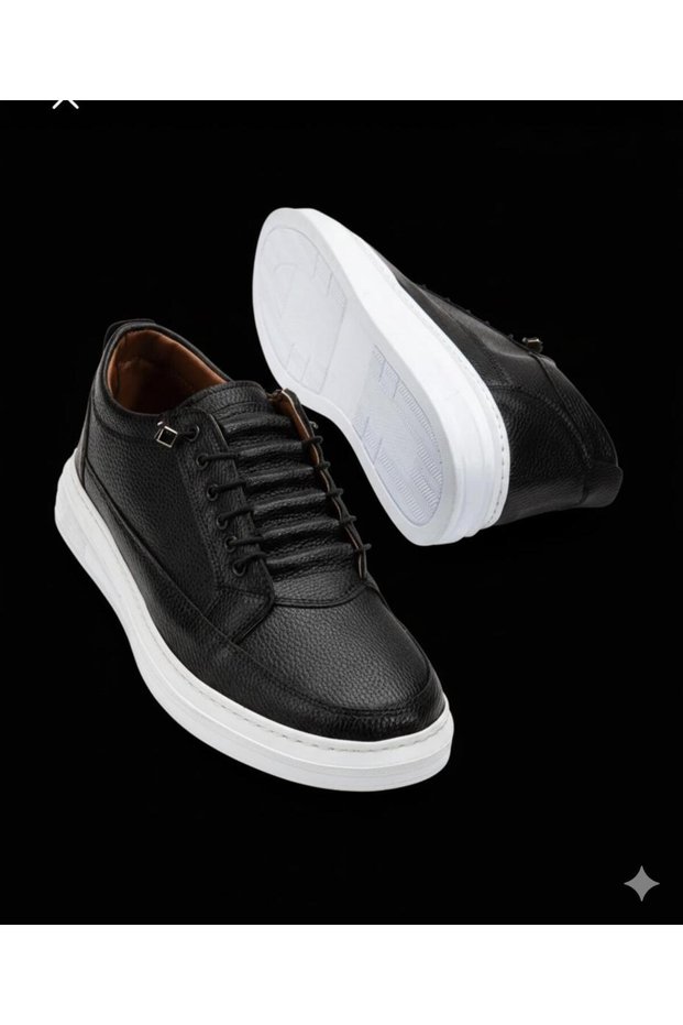 Men's Black Stitched Daily Orthopedic Sole Comfortable Guaranteed Classic Shoes