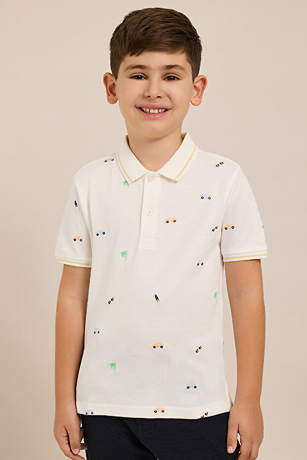 Embroidered Polo T-Shirt with Short Sleeves