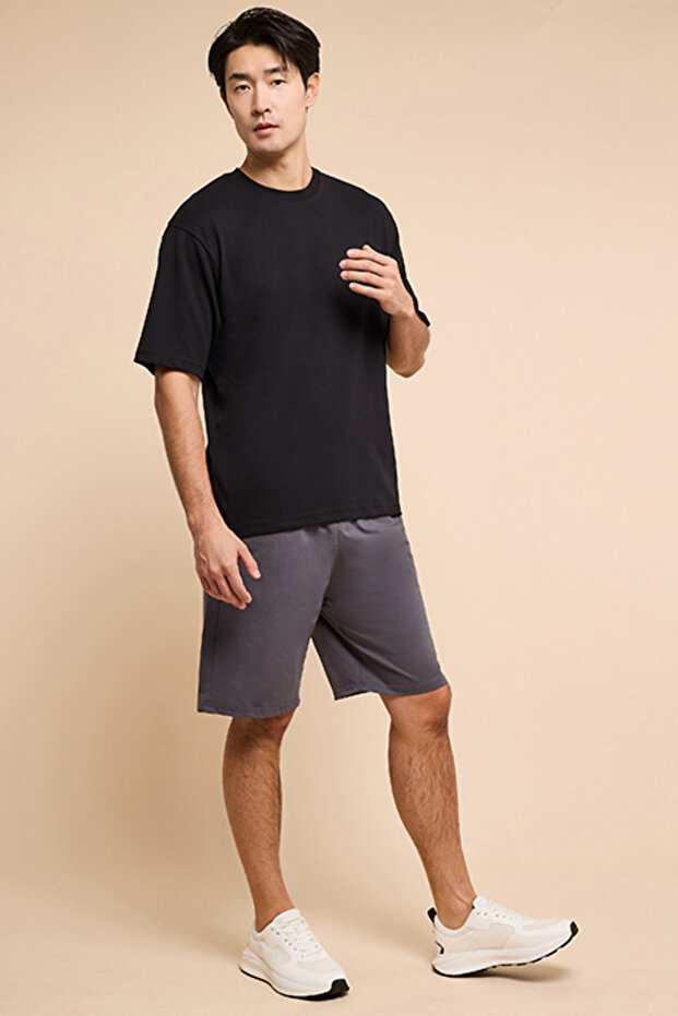 Solid Active Shorts with Elastic Waist - 4