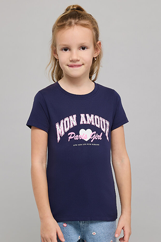 Typography Print T-Shirt with Crew Neck and Short Sleeves