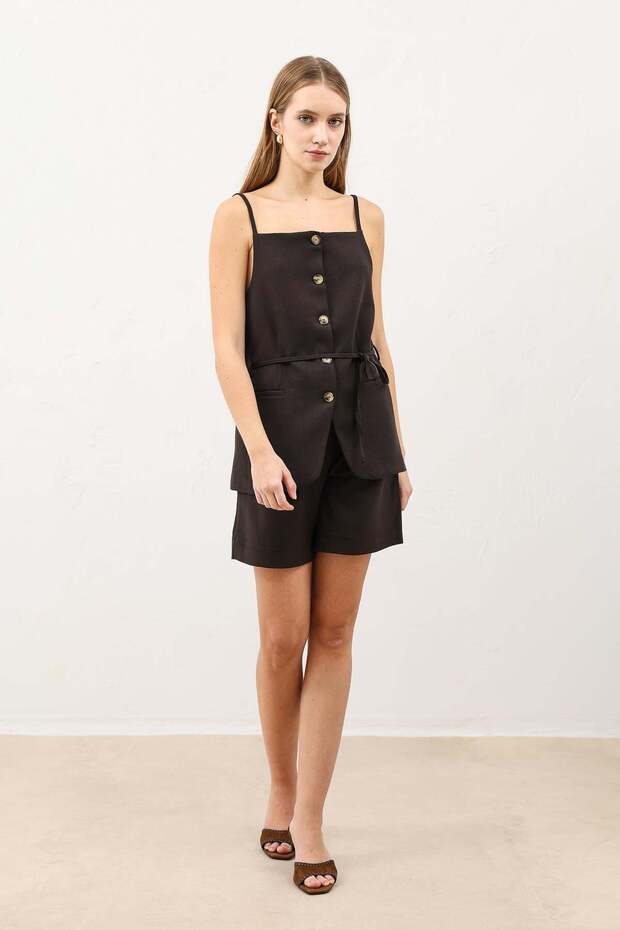 Coffee-Colored Women's Vest with Straps