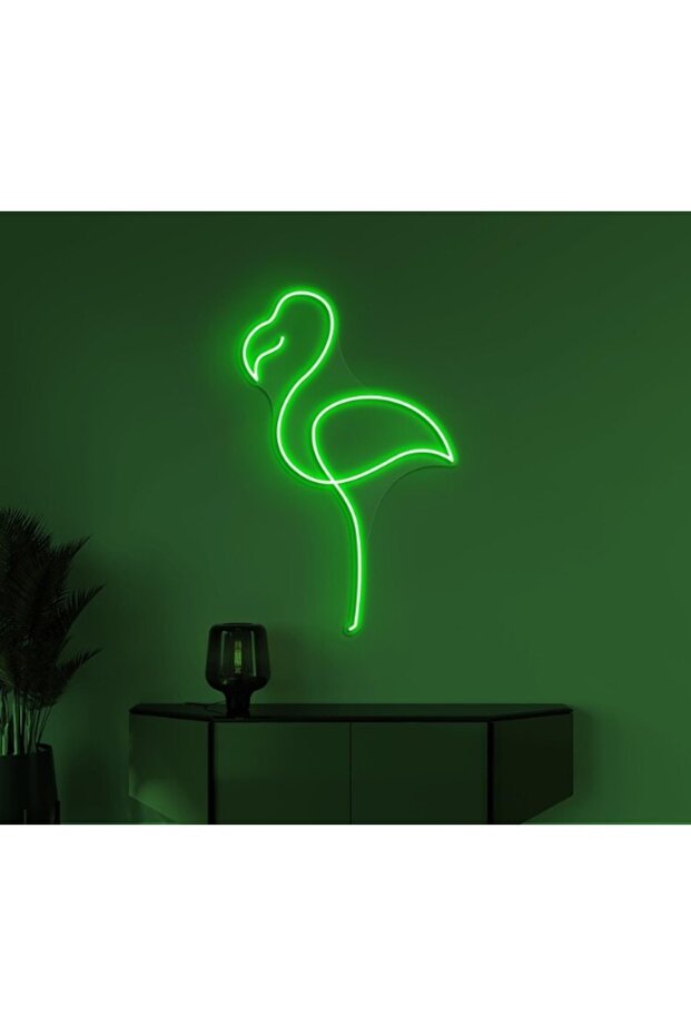 لافتة نيون على شكل طائر الفلامنجو 50×40 سم، إضاءة LED زرقاء سماوية، قاعدة أكريليك 6 مم للديكور
