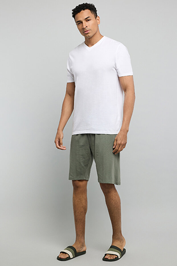 Solid Lounge Shorts with Drawstring Waist - 2